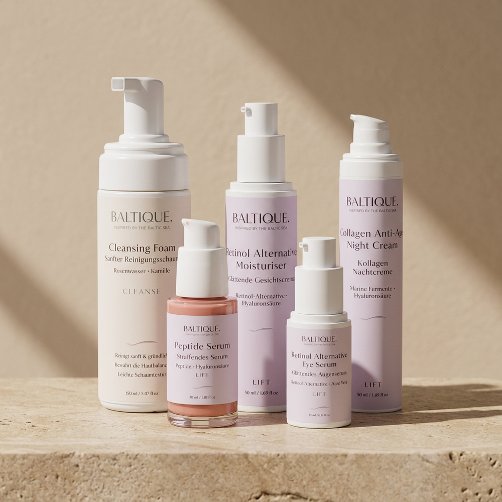 BALTIQUE Lift Komplett Routine - Cleansing Foam, Peptide Anti-Aging Serum, Retinol Alternative Moisturiser, Retinol Alternative Eye Serum und Collagen Anti-Age Night Cream